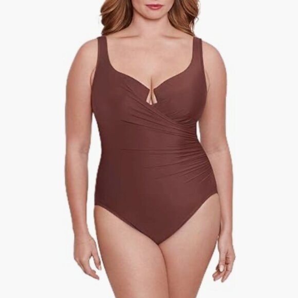 Miraclesuit Plus Escape Underwire Allover-Slimming Wrap One-Piece Swim 18W 8286 - Picture 1 of 3